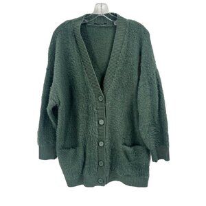 Tahari Green Button-Up Cardigan